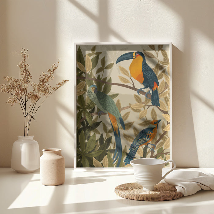 Paradise Birds Framed Art Wall Decor