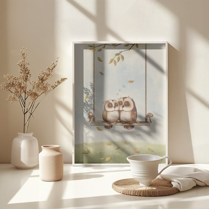 Owls in love Framed Art Wall Decor