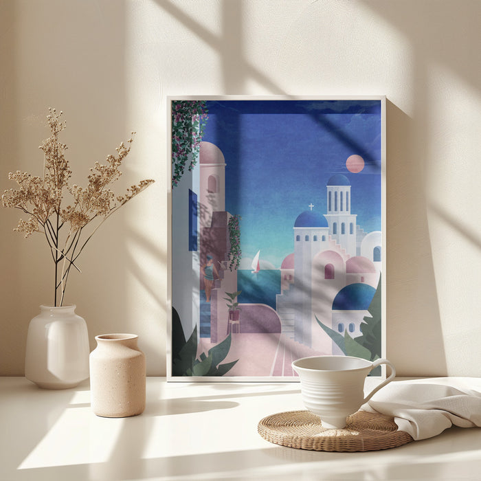 Santorini Framed Art Modern Wall Decor