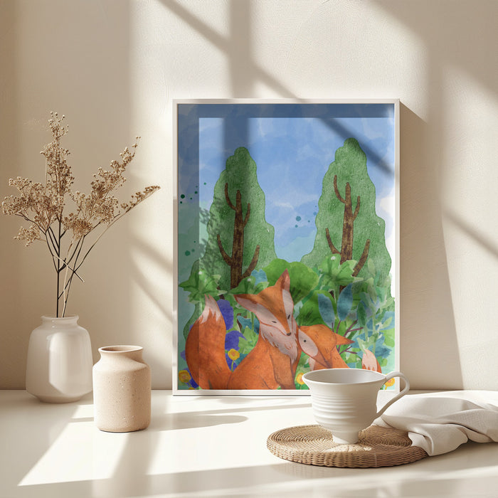 red fox Framed Art Wall Decor