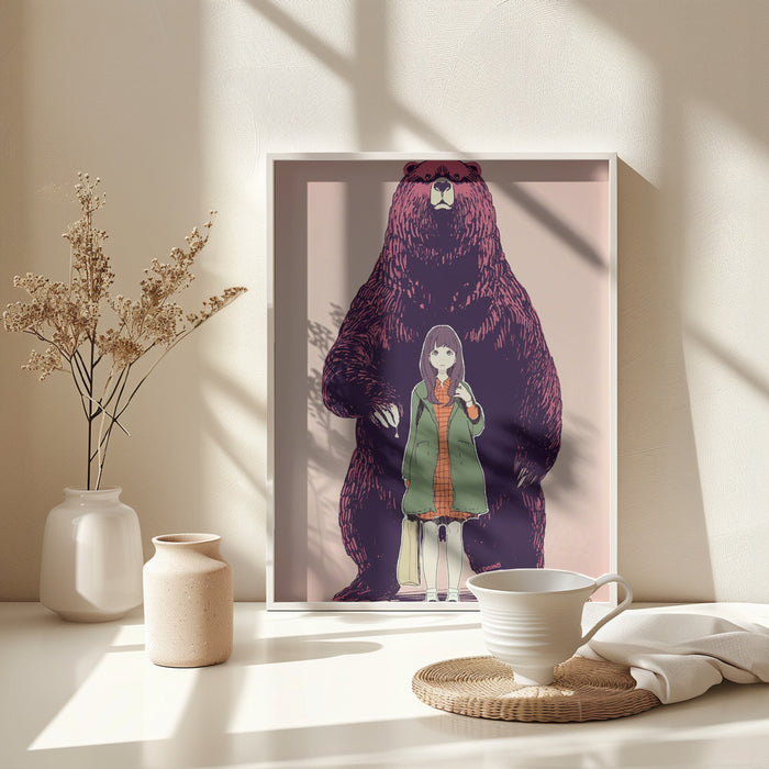 A bear in the forest Framed Art Modern Wall Decor