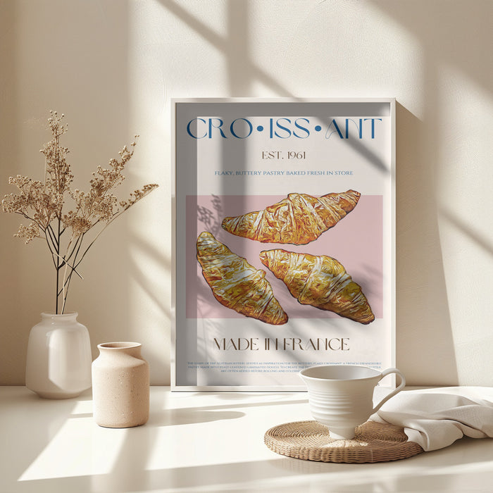 Croissant Print Framed Art Wall Decor