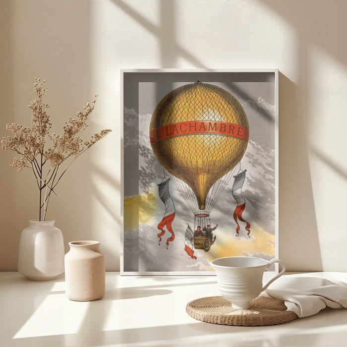 Balloon Labeled With Two Men Riding In the Basket 1880 Framed Art Modern Wall Decor