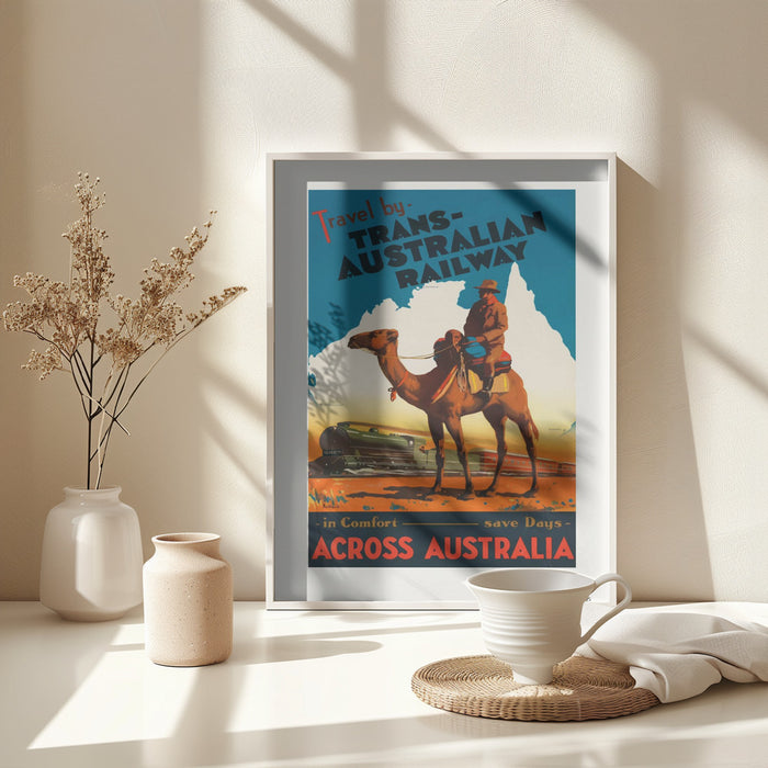 Trans Australian Railway Poster Framed Art Modern Wall Decor