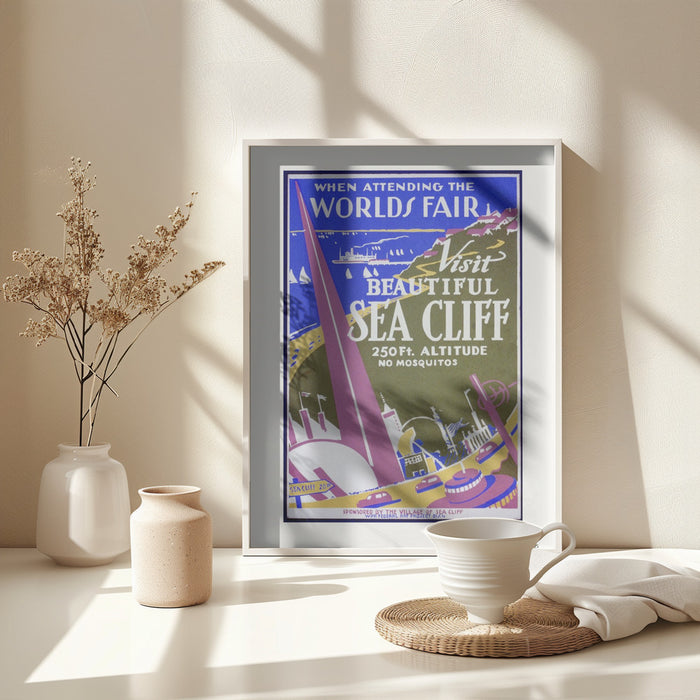 When Attending the Worlds Fair, Visit Beautiful Sea Cliff Framed Art Modern Wall Decor