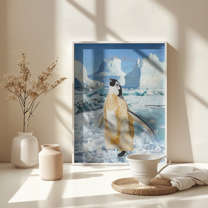 Penguin Chick In the Arctic Framed Art Modern Wall Decor