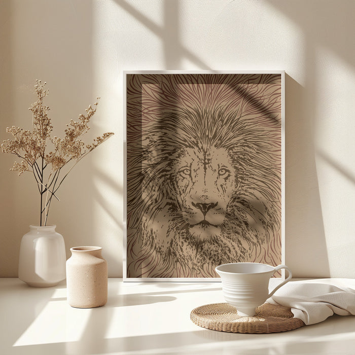 Lion Face King of the Beasts Framed Art Wall Decor