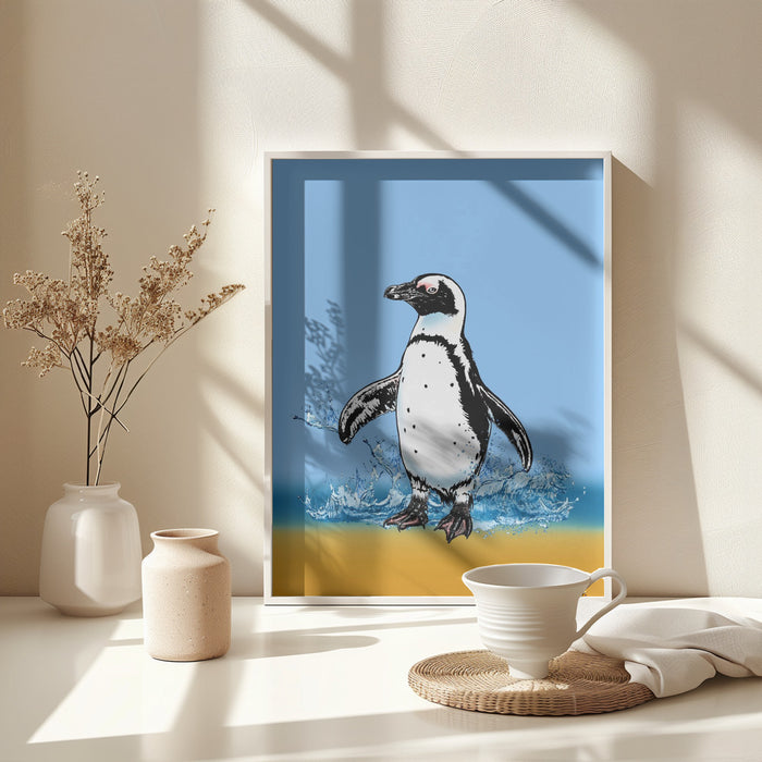 Penguin Splish Splash Framed Art Wall Decor