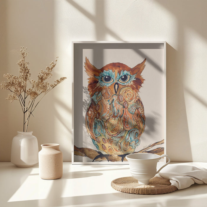 Wise Owl 2 Framed Art Modern Wall Decor