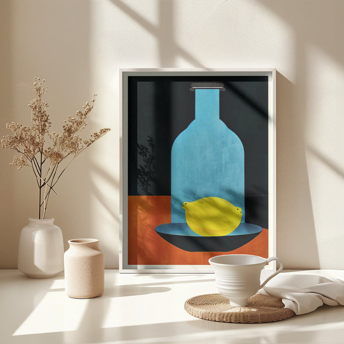 Bottle With (lonesome) Lemon : Skinny Bitch Framed Art Modern Wall Decor