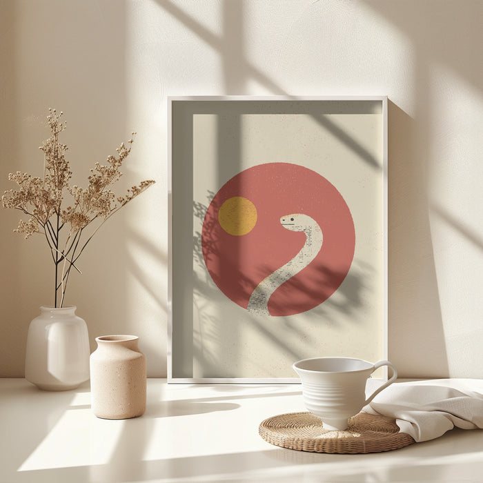 White Snake Framed Art Wall Decor