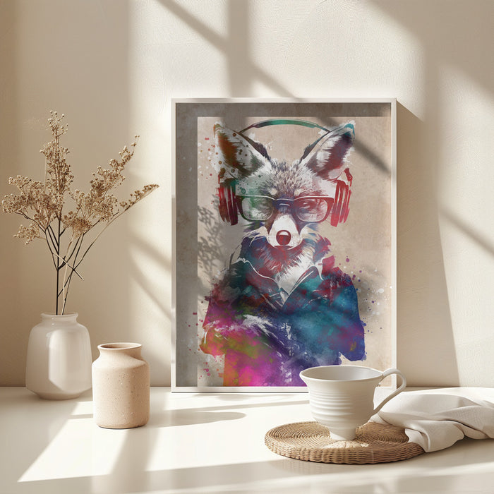 Hipster Fox Framed Art Modern Wall Decor