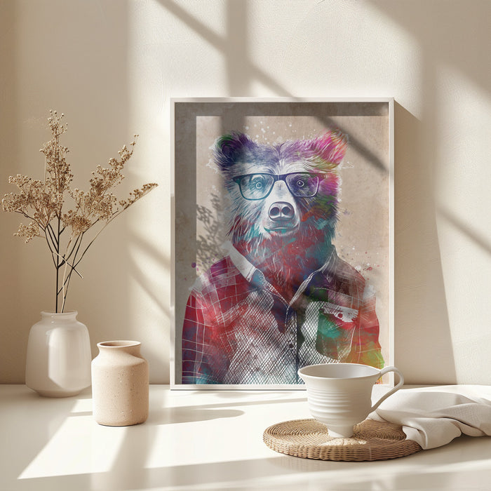 Hipster Bear Framed Art Wall Decor