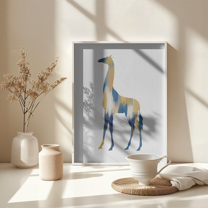 Blue & Yellow Giraffe Framed Art Wall Decor