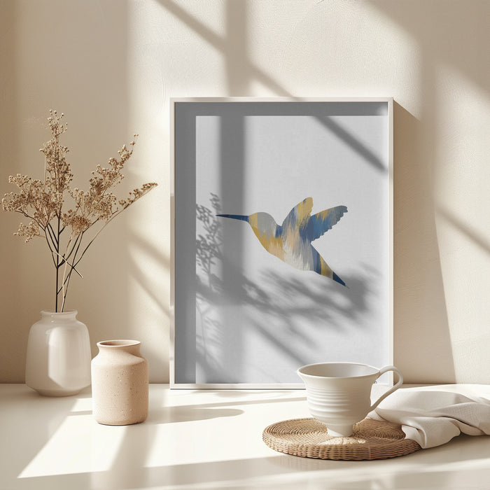 Blue & Yellow Hummingbird I Framed Art Modern Wall Decor