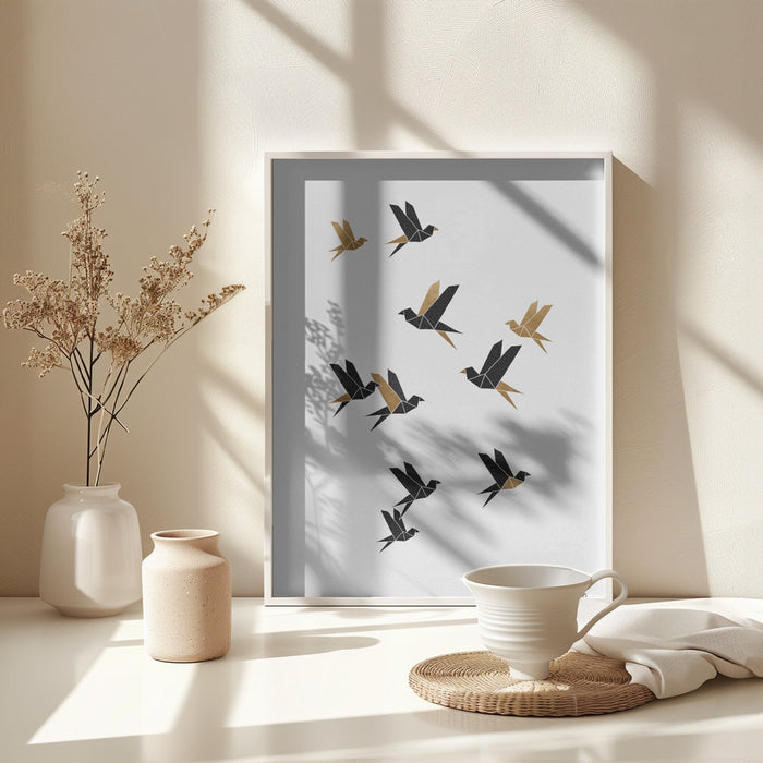 Origami Birds Collage I Framed Art Wall Decor