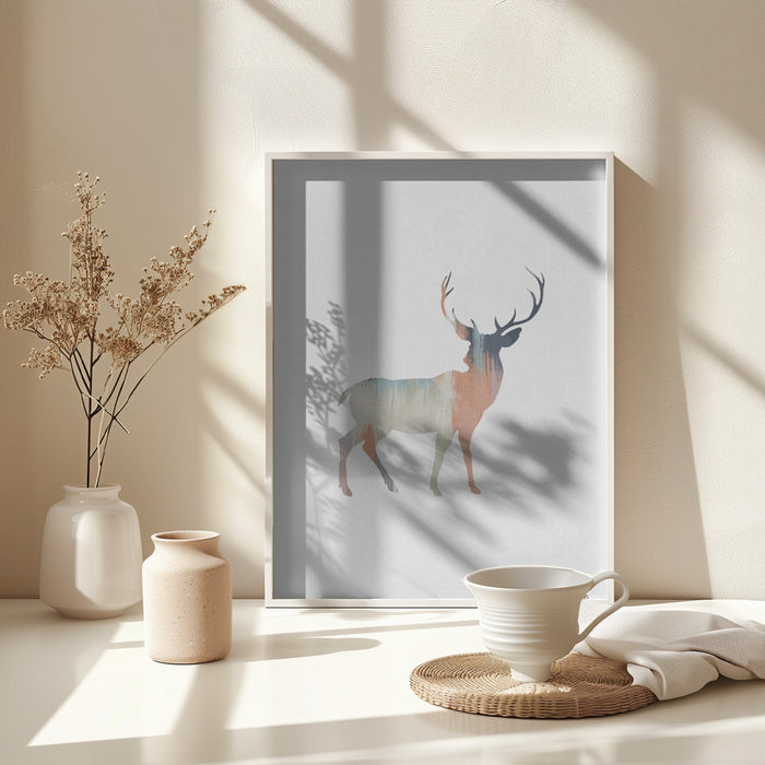 Pastel Deer Framed Art Wall Decor