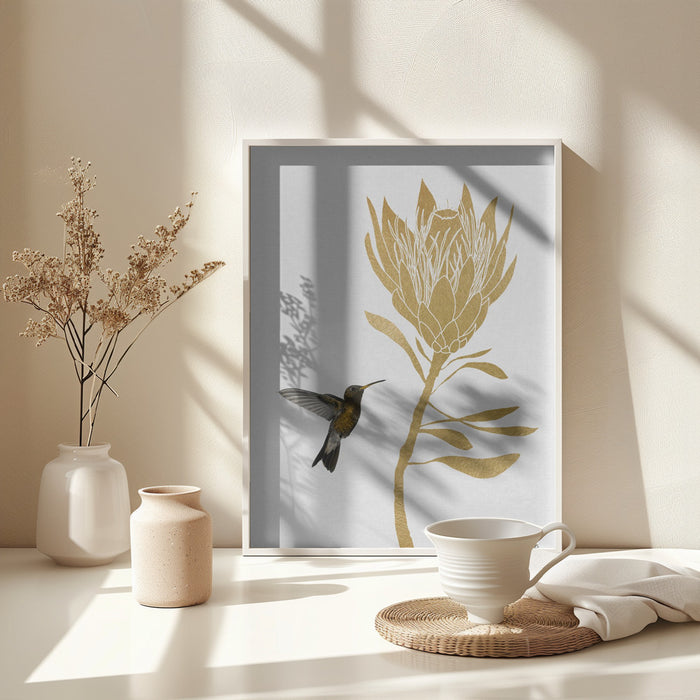 Hummingbird & Flower I Framed Art Wall Decor