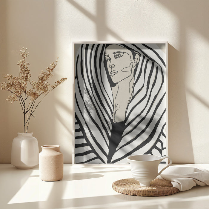 Striped Coat Framed Art Modern Wall Decor