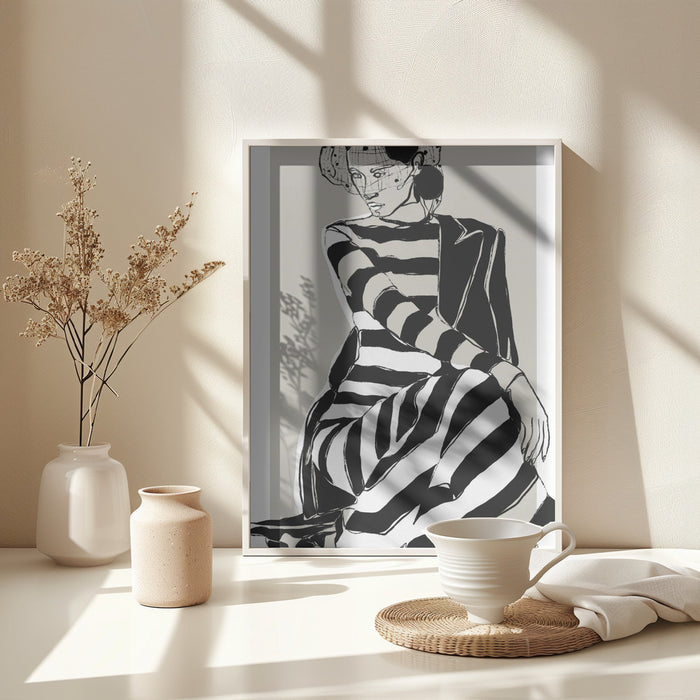 Striped Dress Framed Art Modern Wall Decor