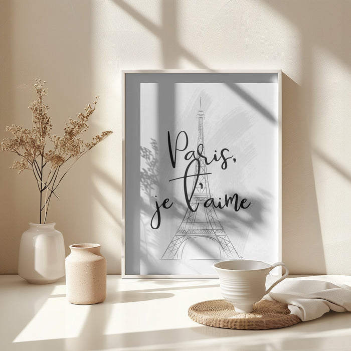 I Love Paris Framed Art Modern Wall Decor