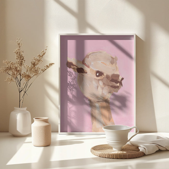 Pastel Pink Alpaca Framed Art Wall Decor