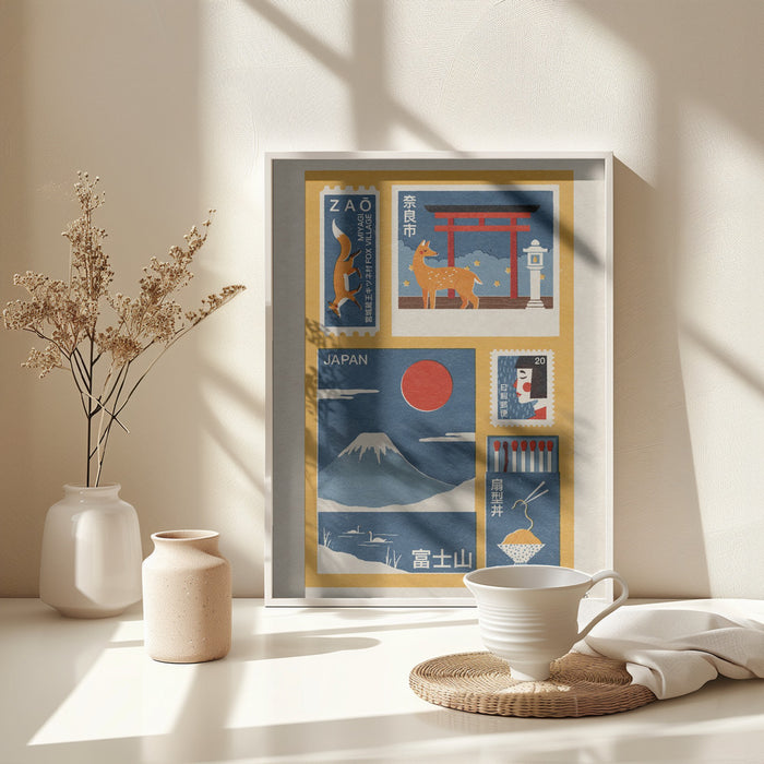 Japanese Ephemera Framed Art Modern Wall Decor