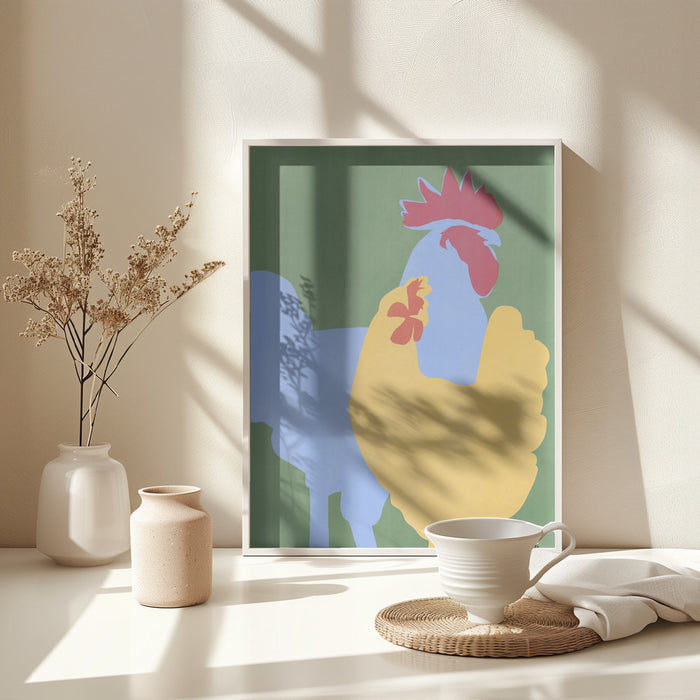 Farm Chicken Framed Art Modern Wall Decor