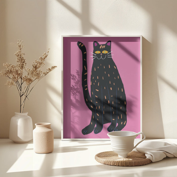 Black cat Framed Art Wall Decor