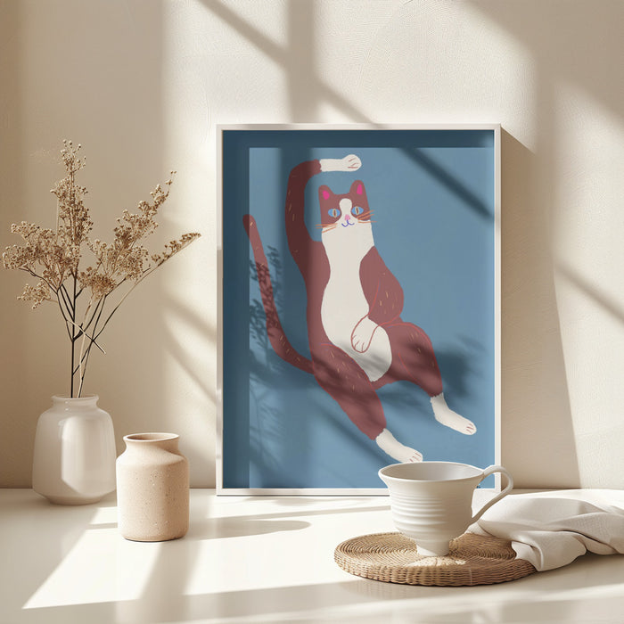 Brown and white cat 02 Framed Art Wall Decor