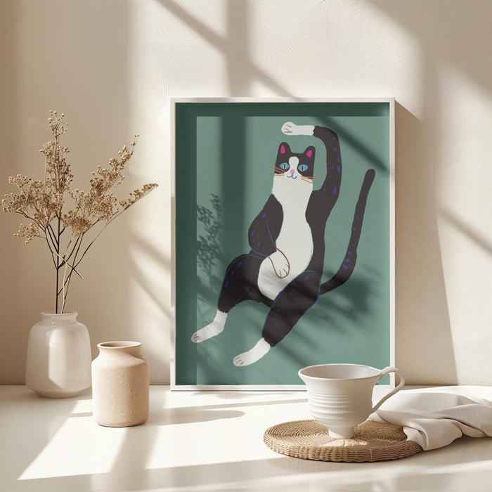 Black and white cat Framed Art Modern Wall Decor