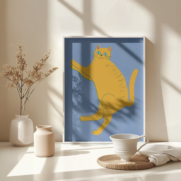 Yellow cat Framed Art Modern Wall Decor