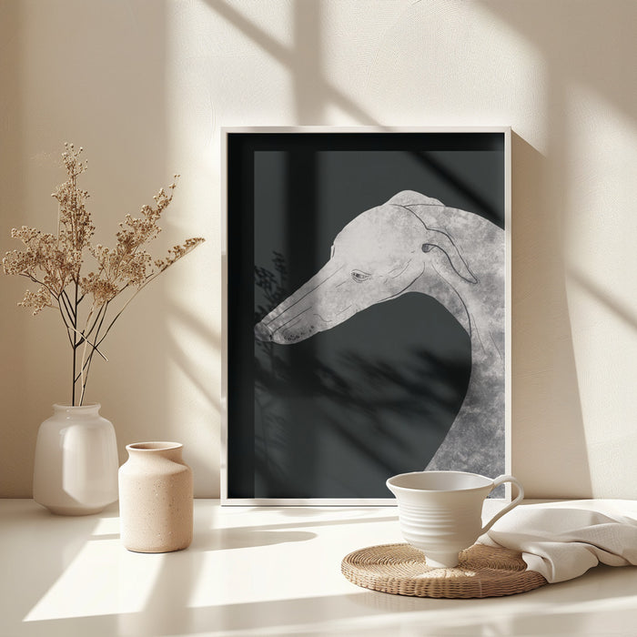 Greyhound black and white 02 Framed Art Wall Decor