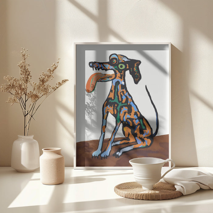 Crazy dog portrait Framed Art Modern Wall Decor