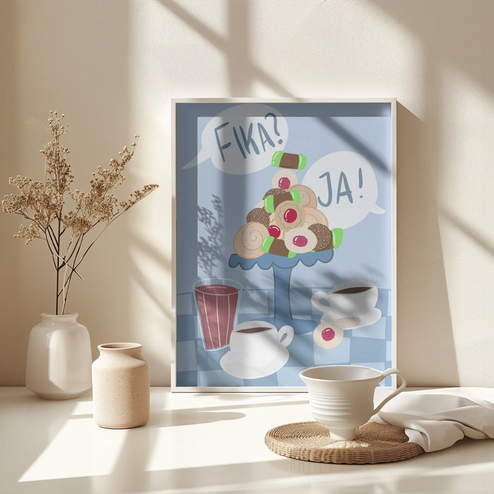 Fika coffe donuts Framed Art Modern Wall Decor