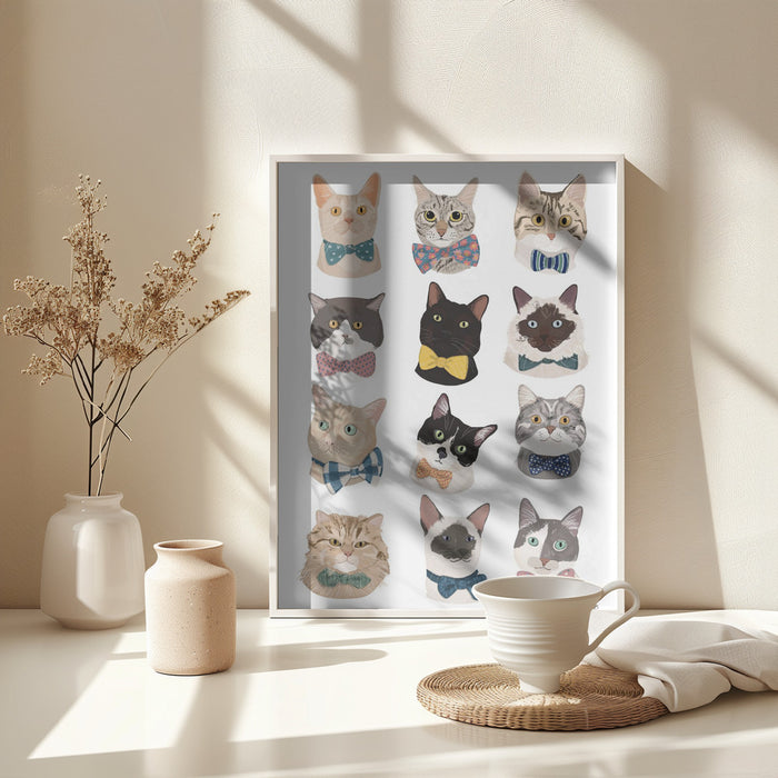 Cats In Bow Tie Framed Art Wall Decor