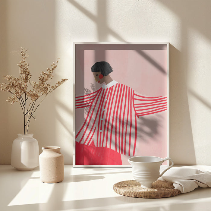 The Woman With the Red Stripes Framed Art Wall Decor