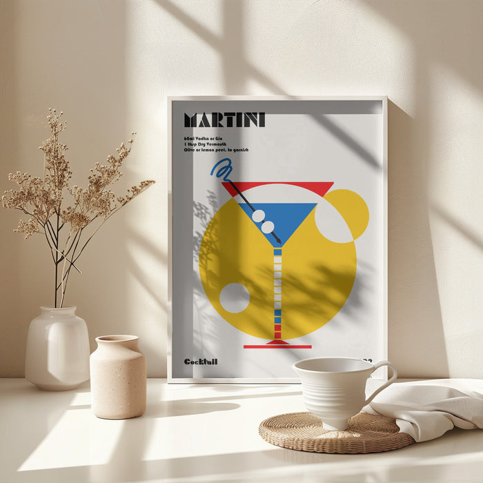 Martini Bauhaus Cocktail Framed Art Modern Wall Decor