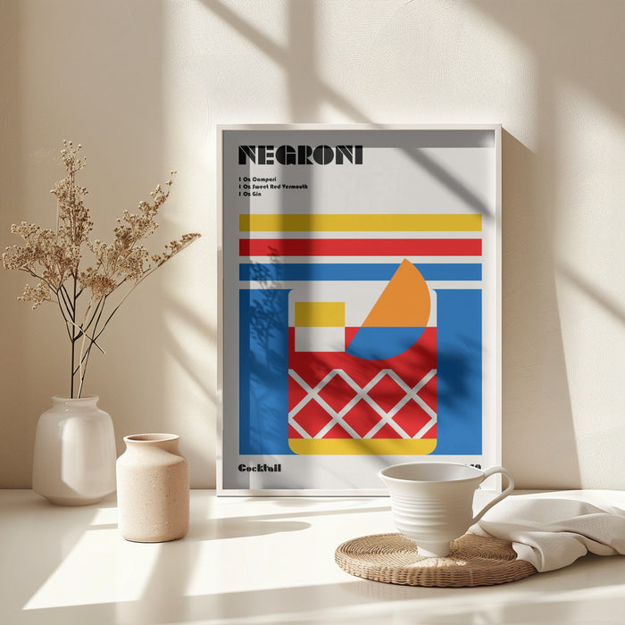 Negroni Bauhaus Cocktail Framed Art Wall Decor