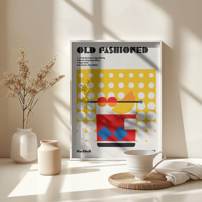 Old Fashioned Bauhaus Cocktail Framed Art Wall Decor