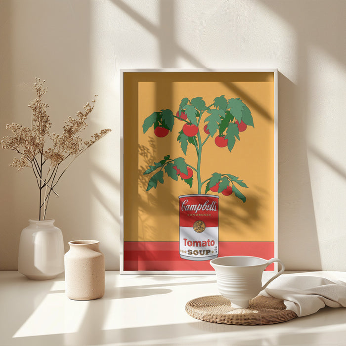 Campbells Soup Tomato Plant Retro Illustration Framed Art Modern Wall Decor