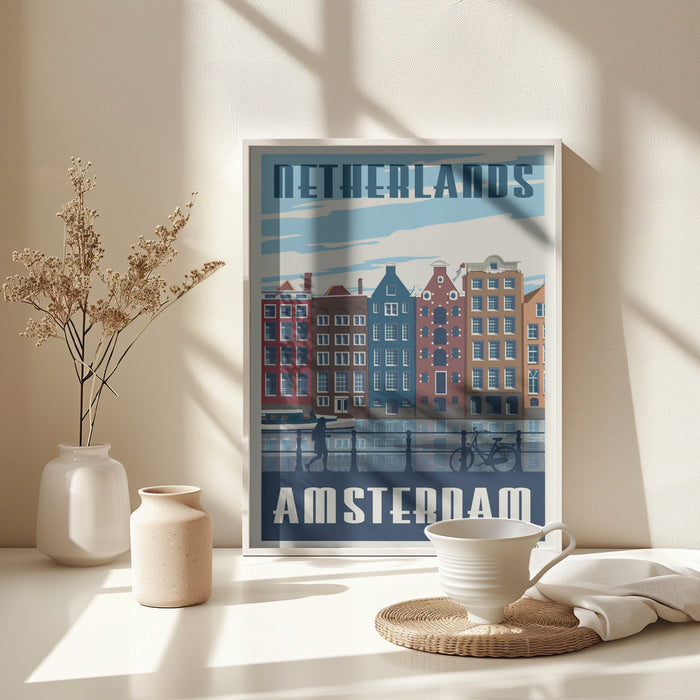 Amsterdam Travel Print Framed Art Modern Wall Decor