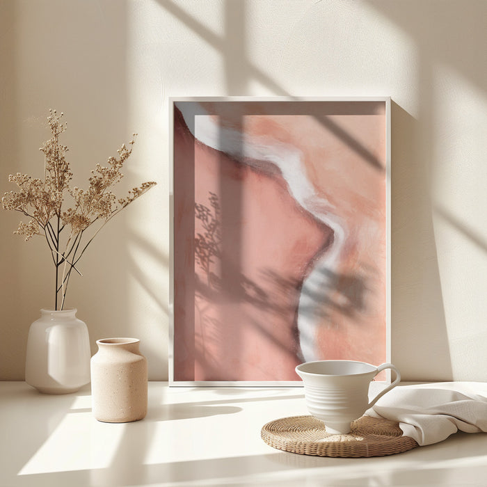 Peachy Wave Framed Art Modern Wall Decor