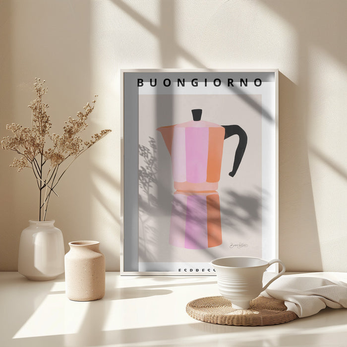 Buongiorno Espresso Framed Art Modern Wall Decor