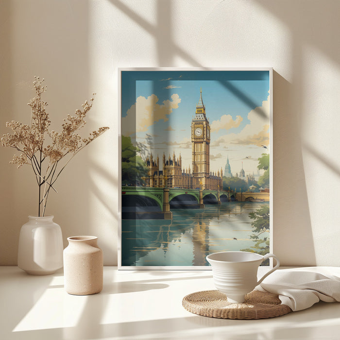 View of London Framed Art Modern Wall Decor