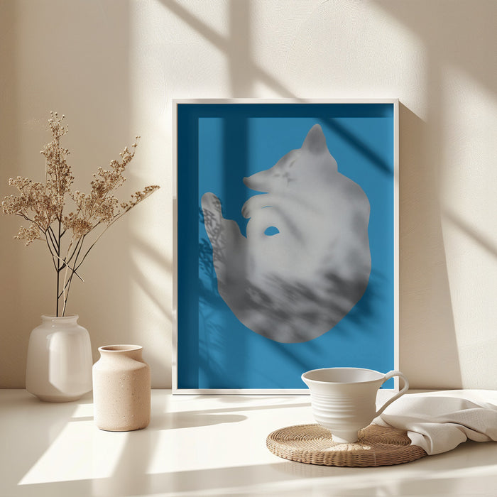 Silver cat portrait Framed Art Modern Wall Decor