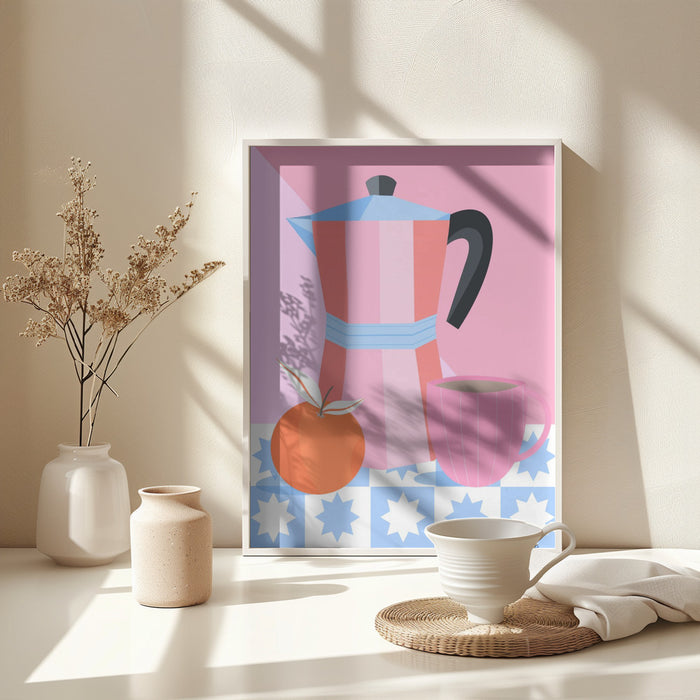 Still Life with Moka Pot Framed Art Modern Wall Decor