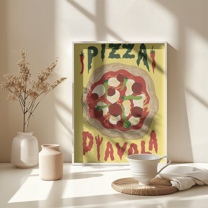 Pizza Diavola Framed Art Modern Wall Decor