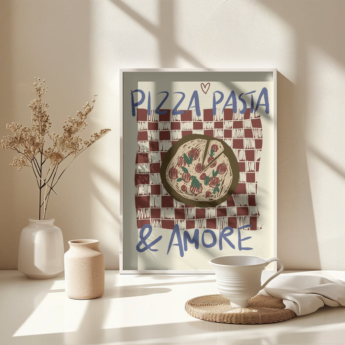 Pizza Pasta &amp; Amore Framed Art Modern Wall Decor