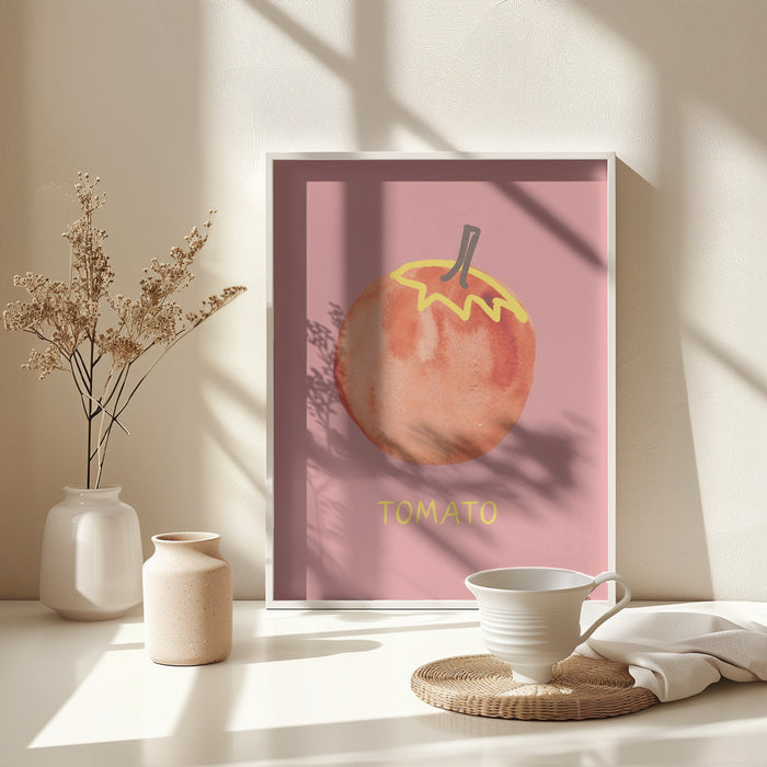 Tomato in Pink Framed Art Modern Wall Decor